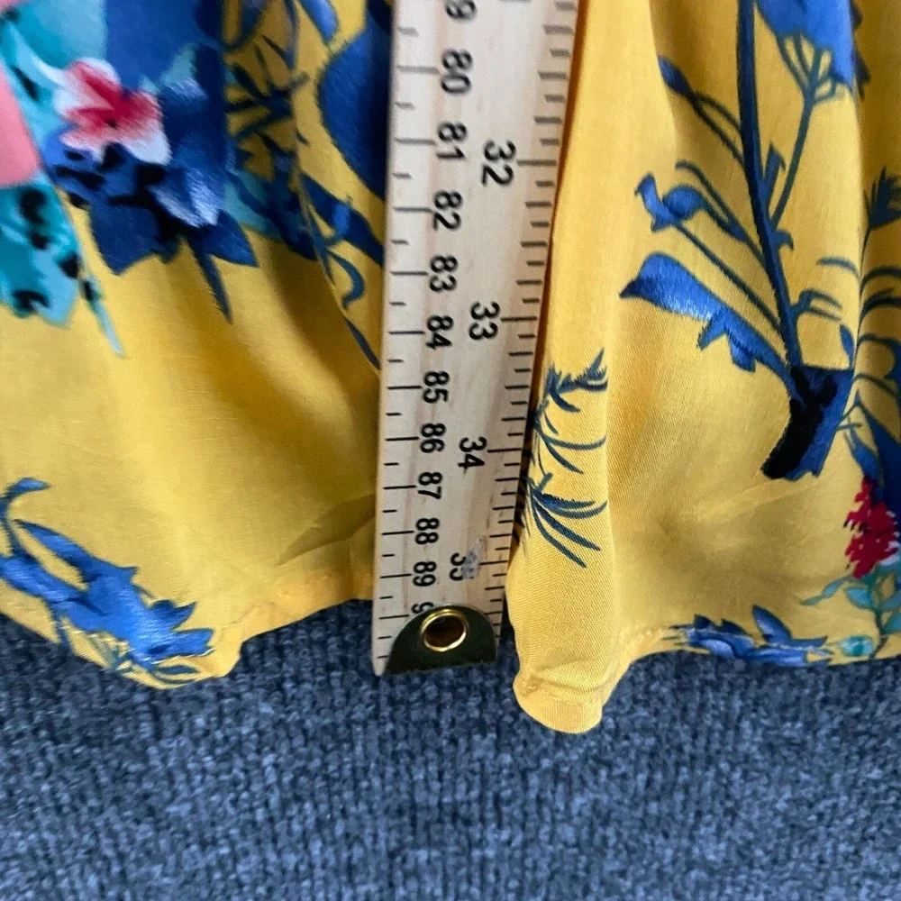 UMGEE Dress‎ Small Yellow Floral V-Neck Dolman Sleeves Peasant Beachy Festival